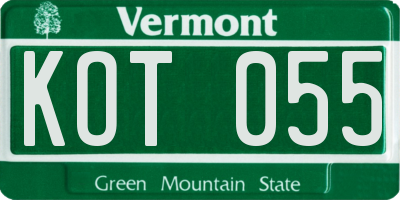 VT license plate KOT055