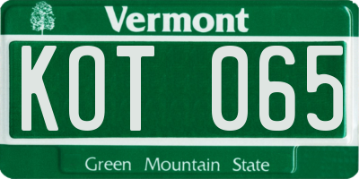 VT license plate KOT065
