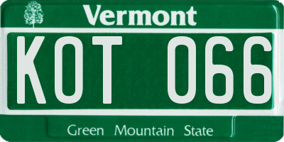 VT license plate KOT066