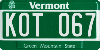 VT license plate KOT067