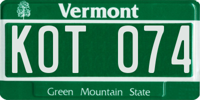 VT license plate KOT074