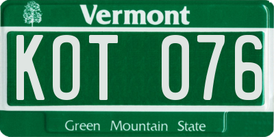 VT license plate KOT076