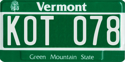 VT license plate KOT078