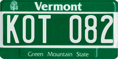 VT license plate KOT082
