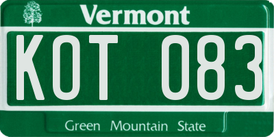 VT license plate KOT083