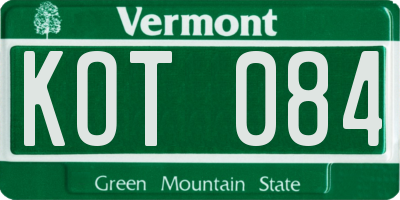 VT license plate KOT084