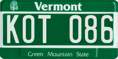 VT license plate KOT086