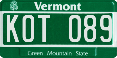 VT license plate KOT089