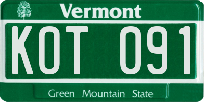 VT license plate KOT091
