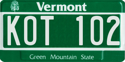 VT license plate KOT102