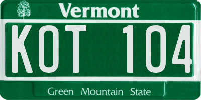 VT license plate KOT104