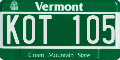 VT license plate KOT105