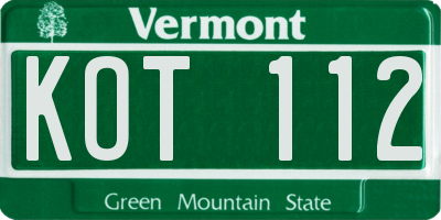 VT license plate KOT112