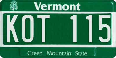 VT license plate KOT115