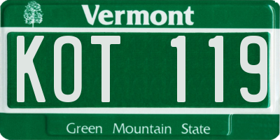 VT license plate KOT119