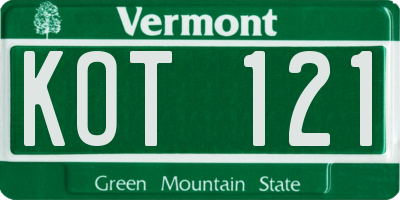 VT license plate KOT121