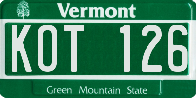 VT license plate KOT126