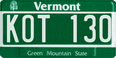 VT license plate KOT130