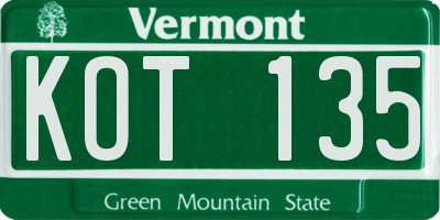 VT license plate KOT135