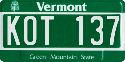 VT license plate KOT137