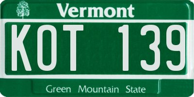 VT license plate KOT139