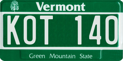 VT license plate KOT140