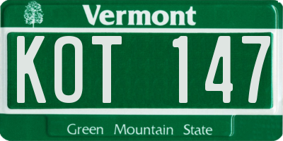 VT license plate KOT147