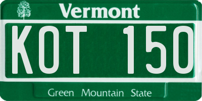 VT license plate KOT150