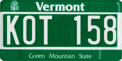 VT license plate KOT158