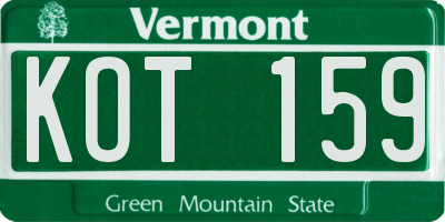 VT license plate KOT159