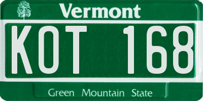 VT license plate KOT168
