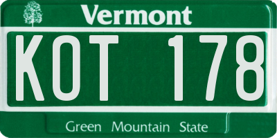 VT license plate KOT178