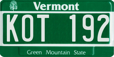 VT license plate KOT192