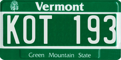 VT license plate KOT193