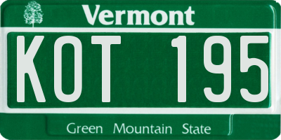VT license plate KOT195