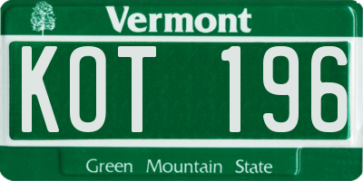 VT license plate KOT196