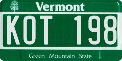 VT license plate KOT198