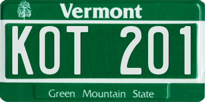 VT license plate KOT201