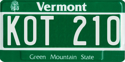 VT license plate KOT210