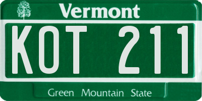 VT license plate KOT211