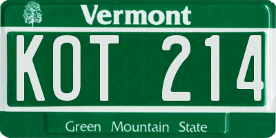 VT license plate KOT214