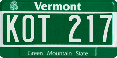 VT license plate KOT217