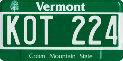 VT license plate KOT224