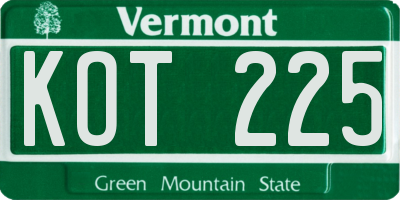 VT license plate KOT225