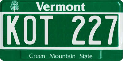 VT license plate KOT227