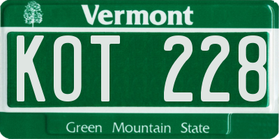 VT license plate KOT228