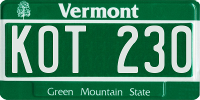 VT license plate KOT230