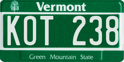 VT license plate KOT238