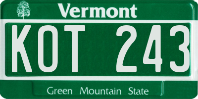 VT license plate KOT243