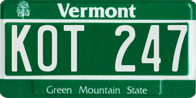 VT license plate KOT247